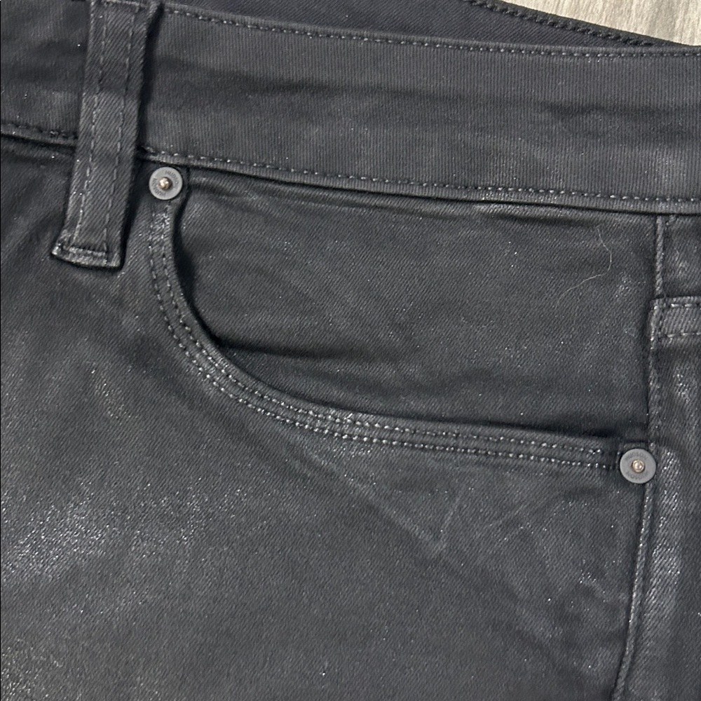 Hudson Jeans Womens Nico Mid-Rise White Straight Ankle Jean Coated Black Beauty - Picture 9 of 10